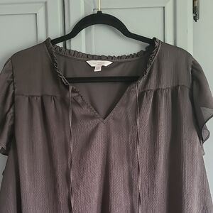 LC Lauren Conrad Gray Tie Front Blouse